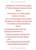 Test Bank for Cultural Anthropology&comma; 13th Edition by Serena Nanda and Richard L&period; Warms &vert; All Chapters 1-16&comma; 100&percnt; Original Verified&comma; A&plus; Grade