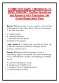 NCSBN TEST BANK FOR NCLEX-RN &lpar;NGN&rpar; 2026&sol;2027&vert; Verified Questions and Answers with Rationales &vert; A&plus; Grade Guaranteed Pass