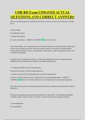 CDR RD Exam UPDATED ACTUAL &NewLine;QUESTIONS AND CORRECT ANSWERS