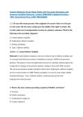 Internal Medicine Exam Study Guide with Accurate Questions and Answers &lpar;Verified Answers&rpar; &vert; Latest &lpar;2026&sol;2027&rpar; Updated Version &vert; 100&percnt; Guaranteed Pass &lbrace;JUST RELEASED&rcub;