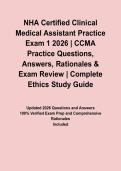 NHA Certified Clinical Medical Assistant Practice Exam 1 2026 &vert; CCMA Practice Questions&comma; Answers&comma; Rationales & Exam Review&NewLine;&NewLine;