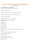 Test Bank For Primary Care Of Women&comma; 2nd Edition by Barbara K&period; Hackley&comma; Jan M&period; Kriebs &lpar;ALL CHAPPTERS COVERED 1 - 27&rpar;