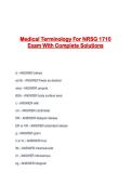 Medical Terminology For NRSG 1710 Exam With Complete Solutions