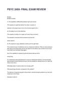 PSYC 2450- FINAL EXAM REVIEW Questions with Verified Answers &lpar;2026&sol;2027&rpar;&NewLine;