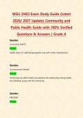WGU D402 Community and Public Health Exams PACKAGE DEAL&vert; BUNDLE contains the latest OA&comma;PA and study guide - Everything you need to pass D402 is here&excl;&excl;