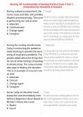 Nursing 101 Fundamentals of Nursing Practice Exam 1 Part 1 &ndash; Comprehensive Questions & Answers&NewLine;