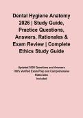 Dental Hygiene Anatomy 2026 &vert; Study Guide&comma; Practice Questions&comma; Answers&comma; Rationales & Exam Review&NewLine;&NewLine;