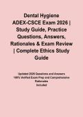 Dental Hygiene ADEX-CSCE Exam 2026 &vert; Study Guide&comma; Practice Questions&comma; Answers&comma; Rationales & Exam Review