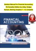 Solution Manual For Financial Accounting 7th Canadian Edition By Robert Libby&comma; Patricia Libby&comma; Frank Hodge&comma; George Kanaan & Maureen Sterling Chapters 1-13 Complete ISBN 9781260065954