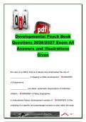Developmental Psychology Book Questions 2026&sol;2027 &vert; 56 Questions & Answers &vert; Developmental Theories&comma; Genetics&comma; Prenatal Development&comma; Infancy&comma; Puberty & Brain Development
