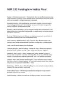 NUR 320 Nursing Informatics Final Questions with Verified Answers &lpar;2026&sol;2027&rpar;&NewLine;