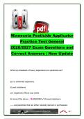 Minnesota Pesticide Applicator Practice Test General 2026&sol;2027 &vert; 43 Questions & Answers &vert; IPM&comma; FIFRA&comma; Labels&comma; PPE&comma; Toxicity&comma; Drift & Application Safety