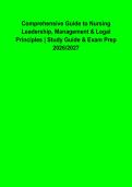 Nursing Leadership&comma; Management & Legal Principles 2026&ndash;2027 &vert; Comprehensive Study Guide & Exam Prep