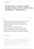 NURS 6531 FINAL EXAM QUESTIONS WITH VERIFIED CORRECT ANSWERS