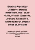 Exercise Physiology Chapter 4&colon; Exercise Metabolism 2026 &vert; Study Guide&comma; Practice Questions&comma; Answers&comma; Rationales & Exam Review