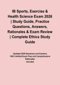 IB Sports&comma; Exercise & Health Science Exam 2026 &vert; Study Guide&comma; Practice Questions&comma; Answers&comma; Rationales & Exam Review
