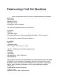 Pharmacology Final Test Questions Latest &lpar;2026&sol;2027&rpar; Verified Answers by Experts&NewLine;