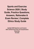 Sports and Exercise Science 2026 &vert; Study Guide&comma; Practice Questions&comma; Answers&comma; Rationales & Exam Review