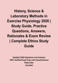 History&comma; Science & Laboratory Methods in Exercise Physiology 2026 &vert; Study Guide&comma; Practice Questions&comma; Answers&comma; Rationales & Exam Review