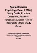 Applied Exercise Physiology Exam 1 2026 &vert; Study Guide&comma; Practice Questions&comma; Answers&comma; Rationales & Exam Review&NewLine;&NewLine;