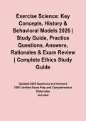 Exercise Science&colon; Key Concepts&comma; History & Behavioral Models 2026 &vert; Study Guide&comma; Practice Questions&comma; Answers&comma; Rationales & Exam Review