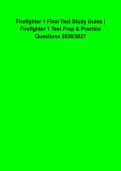 Firefighter 1 Final Test 2026&ndash;2027 &vert; Practice Questions & Answers &vert; Complete FF1 Certification Exam Study Guide