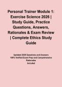 Personal Trainer Module 1&colon; Exercise Science 2026 &vert; Study Guide&comma; Practice Questions&comma; Answers&comma; Rationales & Exam Review