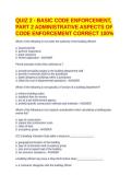 QUIZ 2 - BASIC CODE ENFORCEMENT&comma; PART 2 ADMINISTRATIVE ASPECTS OF CODE ENFORCEMENT CORRECT 100&percnt;