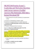 MGMT2140 Practice Exam 5 &ndash; &NewLine;Leadership and Motivation Questions &NewLine;And Correct Answers &lpar;Verified &NewLine;Answers&rpar; Plus Rationales 2026 Q&A &vert; &NewLine;Instant Download Pdf 