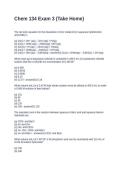 Chem 134 Exam 3 &lpar;Take Home&rpar;&period; Questions with Correct  Answers