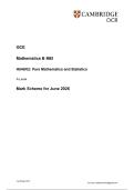 OCR A Level Mathematics B MEI June 2026 H640-02 Pure Mathematics and Statistics Mark Scheme