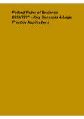 Federal Rules of Evidence 2026&lowbar;2027 &ndash; Key Concepts & Legal Practice Applications