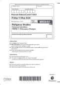 Pearson Edexcel Level 3 GCE &lpar;8RS0&sol;01&rpar; Religious Studies&NewLine;Advanced Subsidiary&NewLine;PAPER 1&colon; Philosophy of Religion&NewLine;Question paper June 2026 