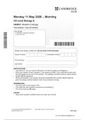 OCR AS Level June 2026 Biology A Paper 1 Question Paper