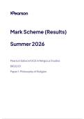 Pearson Edexcel GCE in Religious Studies&NewLine;&lpar;8RS0&sol;01&rpar;&NewLine;Paper 1&colon; Philosophy of Religion&NewLine;Mark Scheme &NewLine;Summer 2026