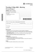 OCR AS Level June 2026 Biology A Paper 2 Question Paper