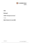 OCR A Level June 2026 Biology A Paper 1 Mark Scheme