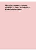 Financial Statement Analysis 2026&lowbar;2027 &ndash; Tools&comma; Techniques & Comparative Methods