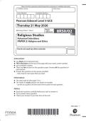 Pearson Edexcel Level 3 GCE  &lpar;8RS0&sol;02&rpar; &NewLine;Religious Studies&NewLine;Advanced Subsidiary&NewLine;PAPER 2&colon; Religion and Ethics&NewLine;Question paper June 2026