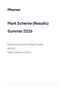 Pearson Edexcel GCE in Religious Studies&NewLine;&lpar;8RS0&sol;02&rpar;&NewLine;Paper 2&colon; Religion and Ethics&NewLine;Mark Scheme &NewLine;Summer 2026