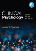 Test Bank For Clinical Psychology&colon; Science&comma; Practice&comma; and Diversity&comma; 6th Edition by Andrew M&period; Pomerantz