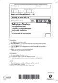 Pearson Edexcel Level 3 GCE  &lpar;8RS0&sol;4A&rpar;  Religious Studies&NewLine;Advanced Subsidiary&NewLine;PAPER 4&colon; Study of Religion&NewLine;Option 4A&colon; Buddhism&NewLine;Question paper June 2026