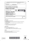 Pearson Edexcel Level 3 GCE  &lpar;8RS0&sol;4C &rpar; Religious Studies&NewLine;Advanced Subsidiary&NewLine;PAPER 4&colon; Study of Religion&NewLine;Option 4C&colon; Hinduism&NewLine;Question paper June 2026