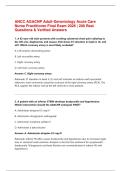 ANCC AGACNP Adult-Gerontology Acute Care Nurse Practitioner Final Exam 2026 &vert; 200 Real Questions & Verified Answers