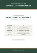 Certified Lactation Counselor Exam 2026&sol;2027 &vert; Graded A Q&A &vert; Pass Guaranteed &ndash; A&plus; Graded&NewLine;&NewLine;