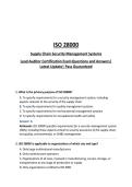 ISO 28000 Supply Chain Security Management Systems Lead Auditor Certification Exam Questions and Answers&vert; Latest Update&vert; Pass Guaranteed