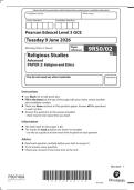 Edexcel GCE Religious Studies Paper 2 - Religion and Ethics - 2026