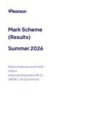 Pearson Edexcel Level 3 GCE&NewLine;Politics paper 2&NewLine;Advanced Subsidiary &lpar;8PLO&rpar;&NewLine;PAPER 2&colon; UK Government&NewLine;Mark Scheme&NewLine;Summer 2026