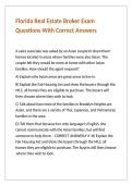 Florida Real Estate Broker Exam Questions With Correct Answers