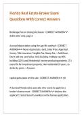 Florida Real Estate Broker Exam Questions With Correct Answers